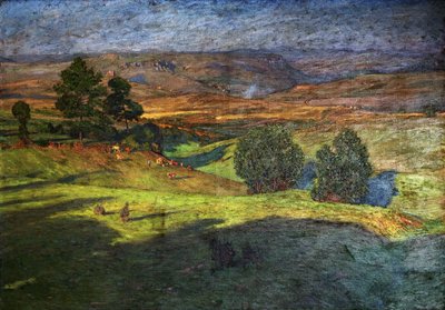Upland Landscape at Sunset by Hans Richard von Volkmann